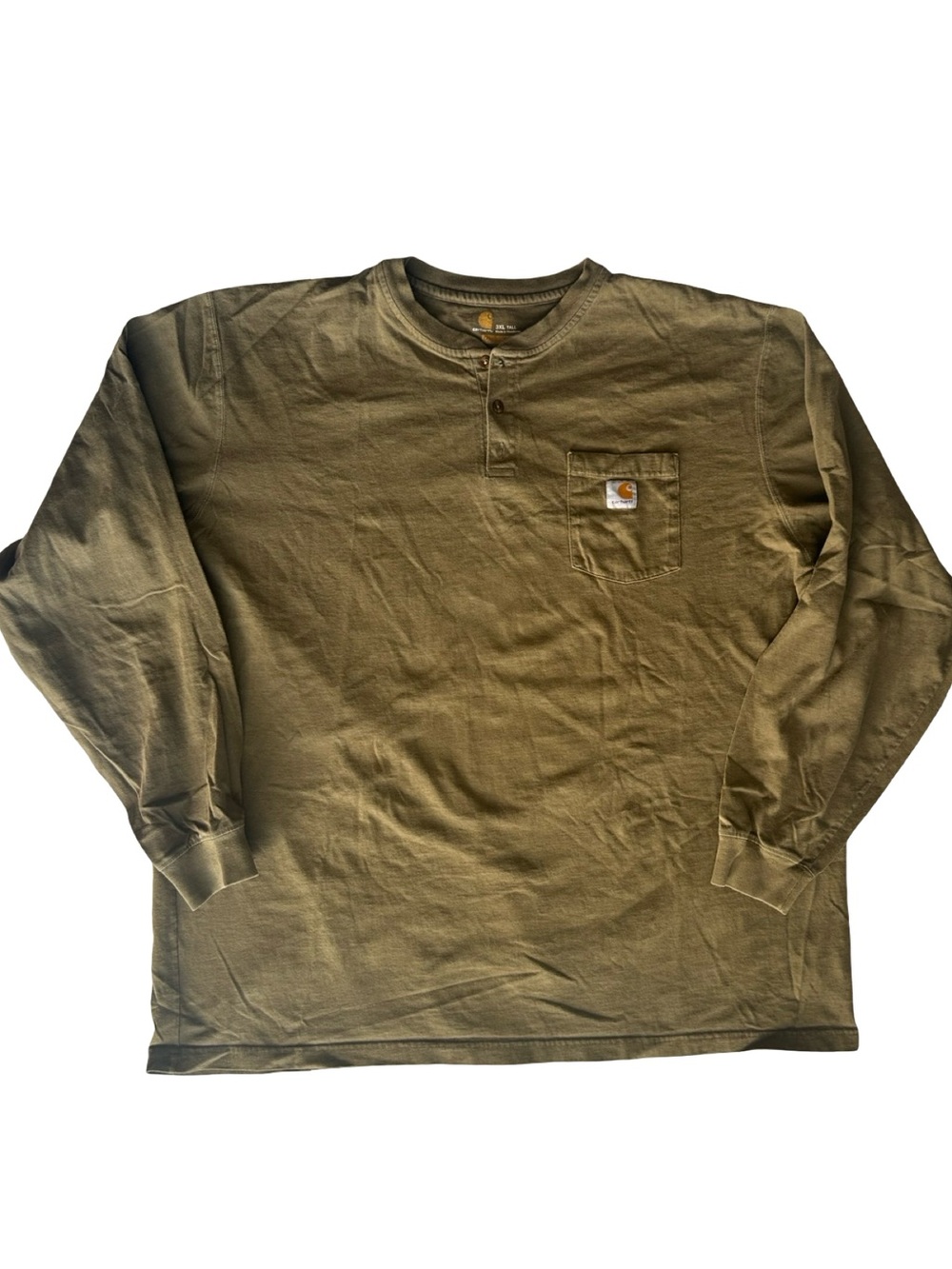 Carhartt Brown Long-Sleeve Henley Pocket Shirt